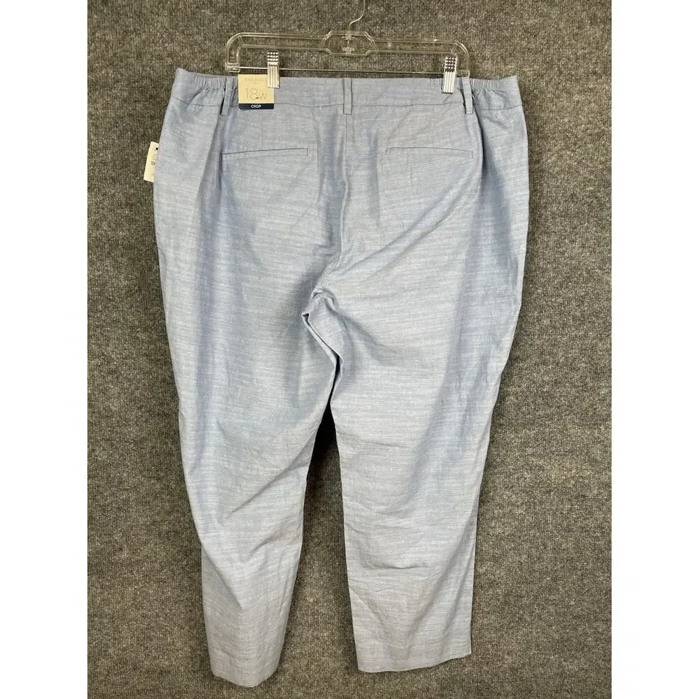 TALBOTS Perfect Crop‎ Pant Newport Chambray Blue Mid-Rise Ankle Size 18W